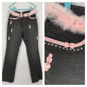 Vintage 90’s Apriori Pink Rabbit Fur Trim Jeans